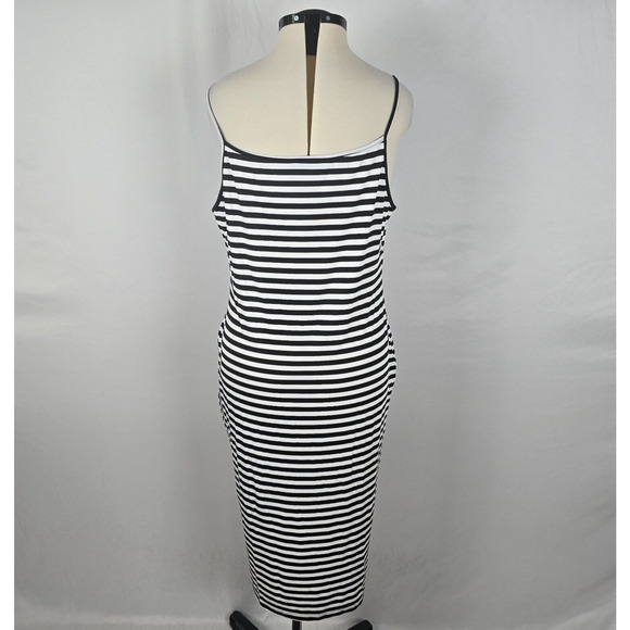 Shein Dress Women's 3XL Black White Stripe Spaghetti Straps Fit & Flare Midi - Picture 5 of 16